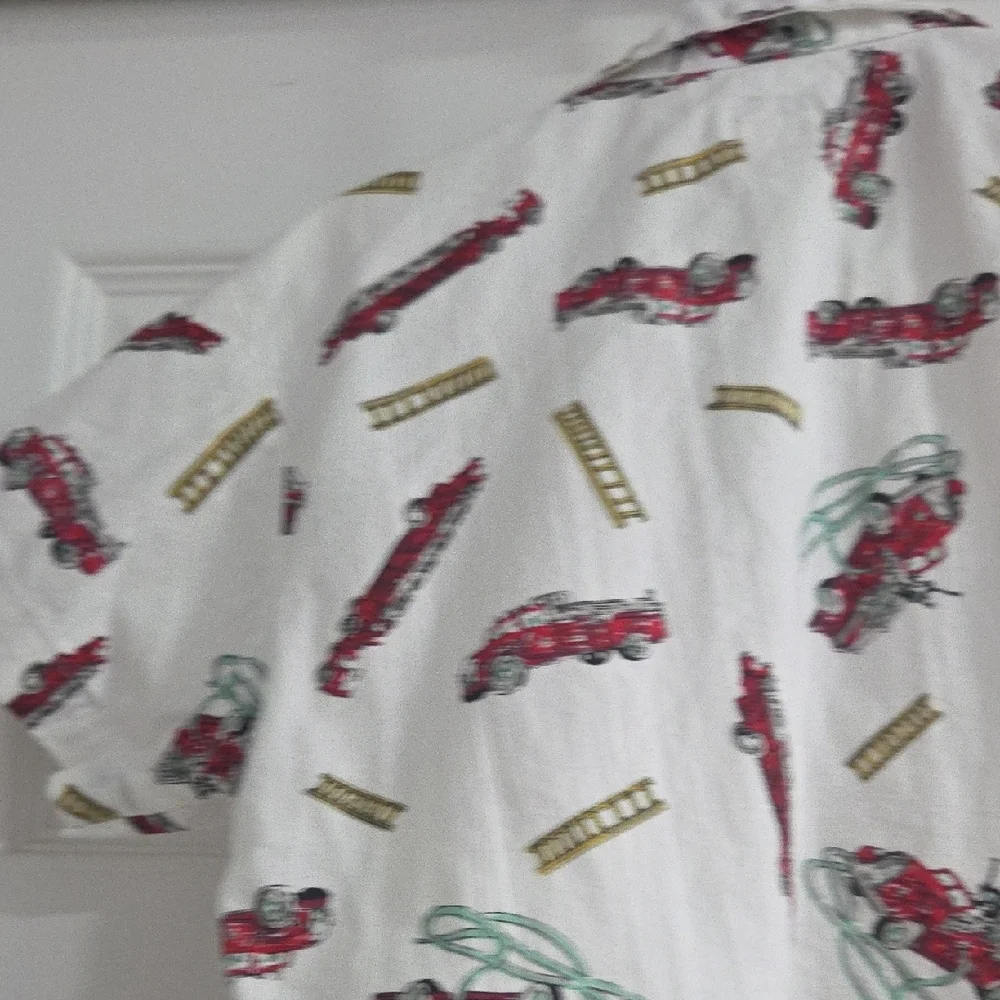 Kids Fire Truck Button-Down Shirt - White